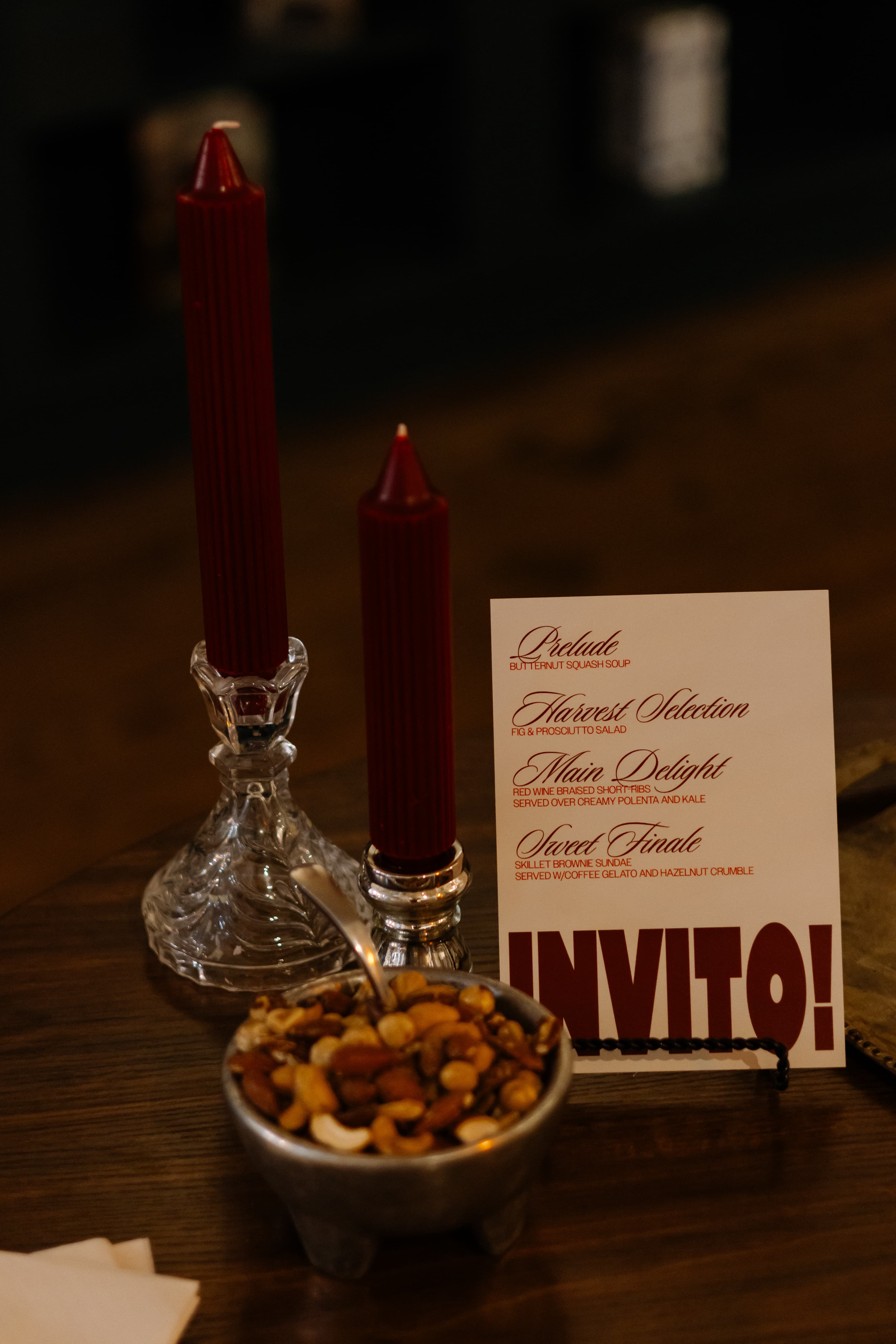 An Invito dinner menu used at an immersive group dinner dates for Christians. 